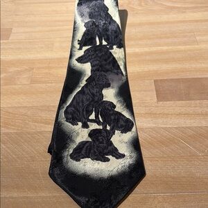 Black and Cream Dog Print Tie